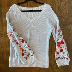 Embroidered Floral Sleeve Sweater
